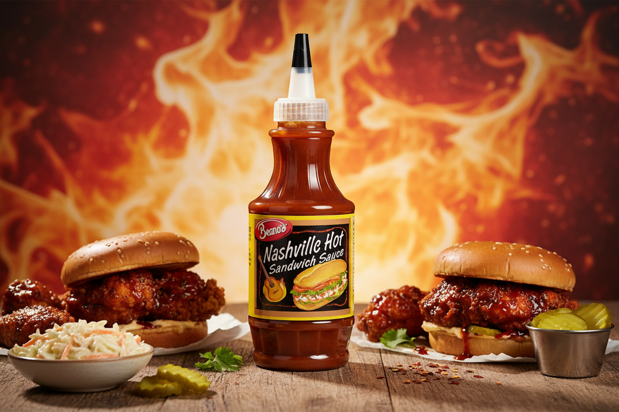 Beano's Nashville Hot Sandwich Sauce product scene