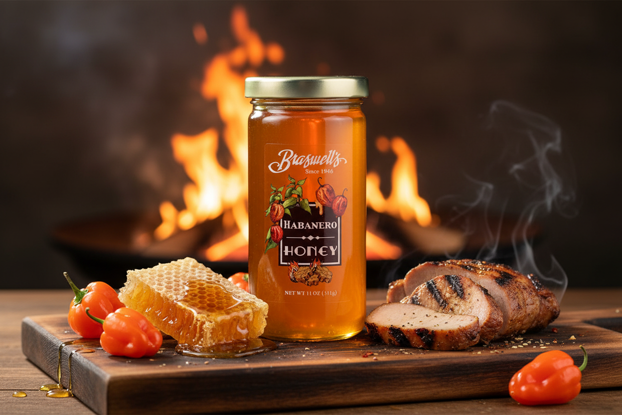 Braswell's Habanero Flavoured Honey product scene