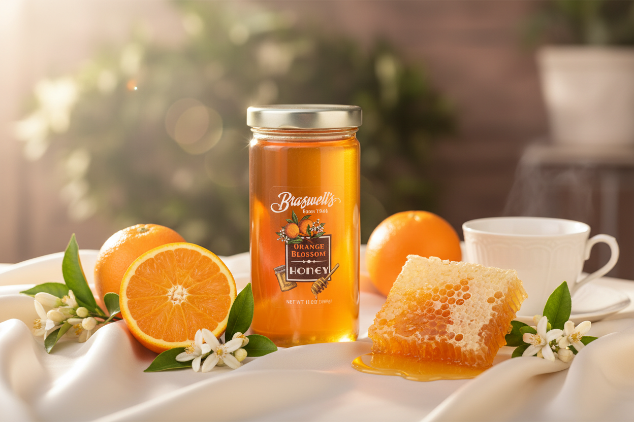 Braswell's Orange Blossom Flavoured Honey product scene