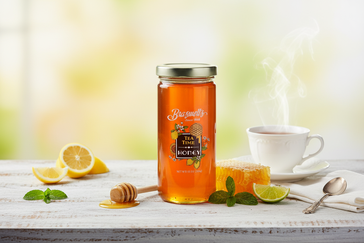 Braswell's Tea Time Lemon Lime Flavoured Honey product scene