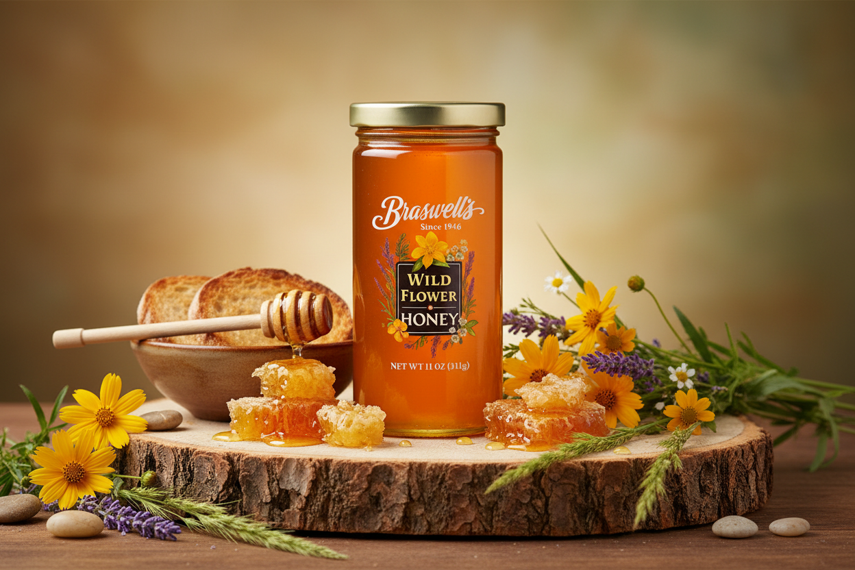 Braswell's Wildflower Honey product scene