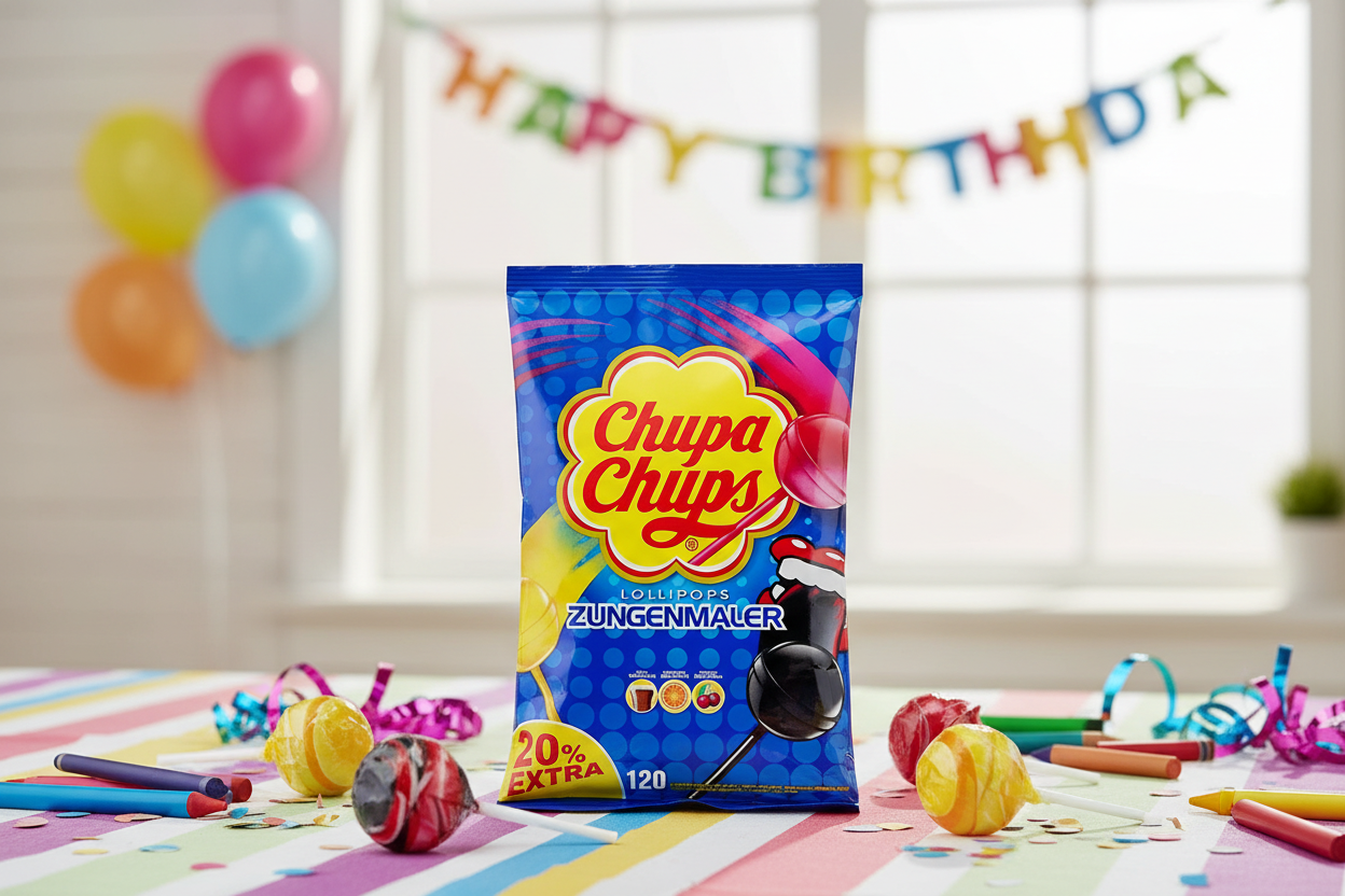 Chupa Chups Graffiti Tongue Painter Lollipops in playful party setting