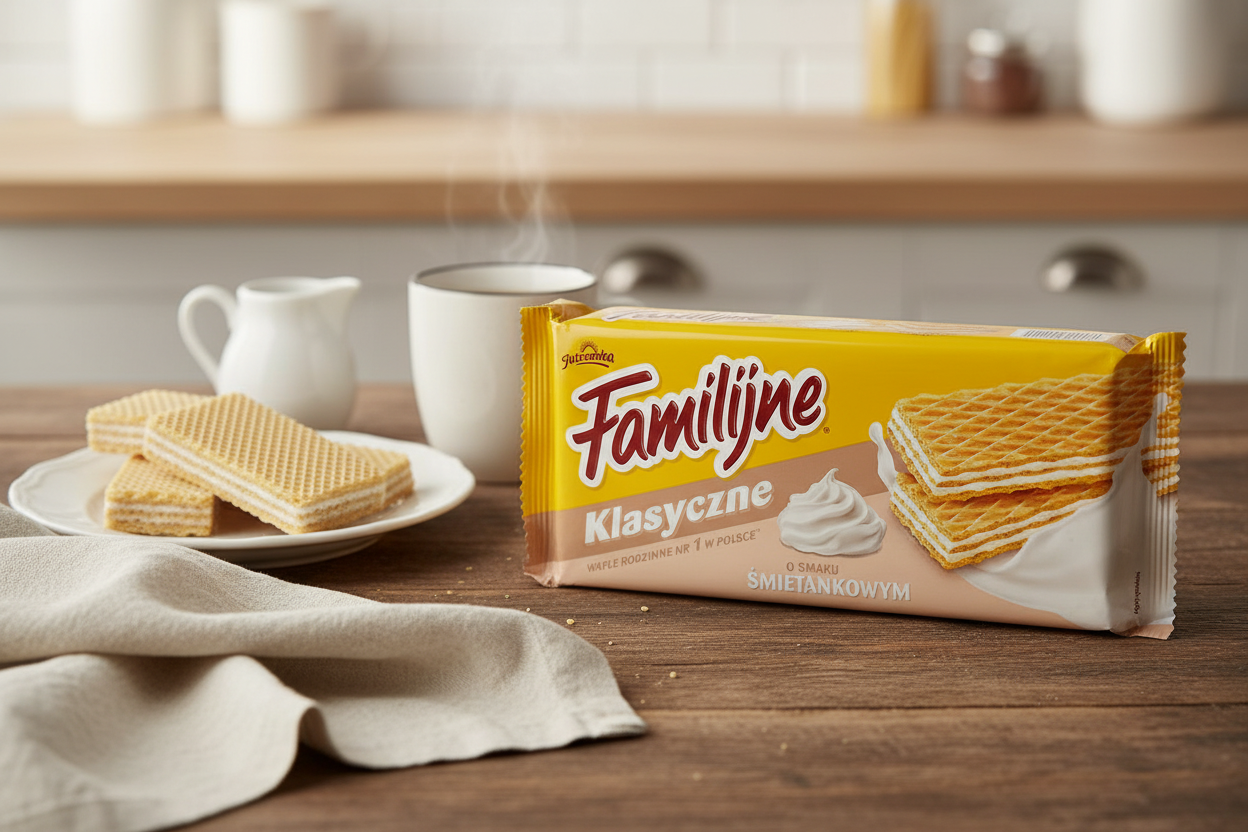 Familijne Klasyczne Cream Wafers in warm family setting