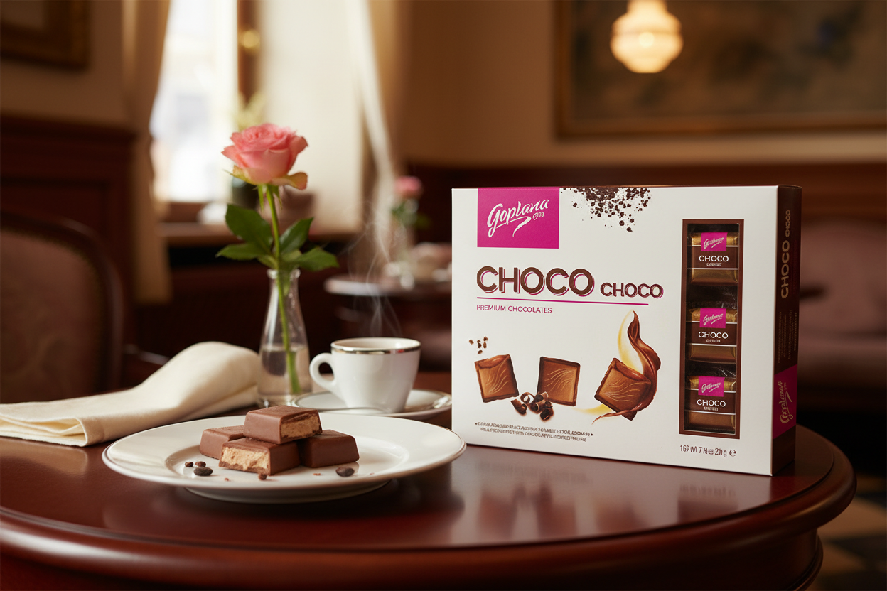 Goplana Choco Premium Chocolates in elegant European setting