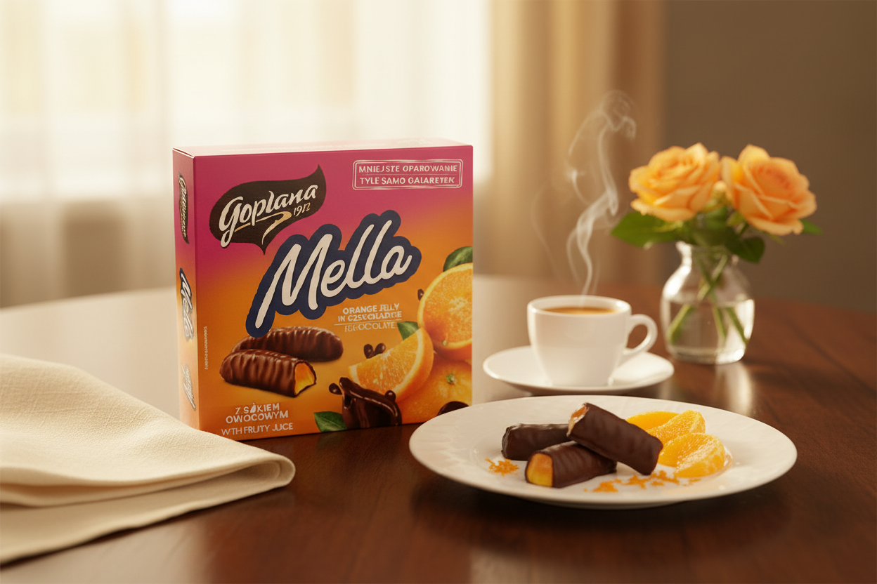 Goplana Mella Orange Jellies in elegant European setting