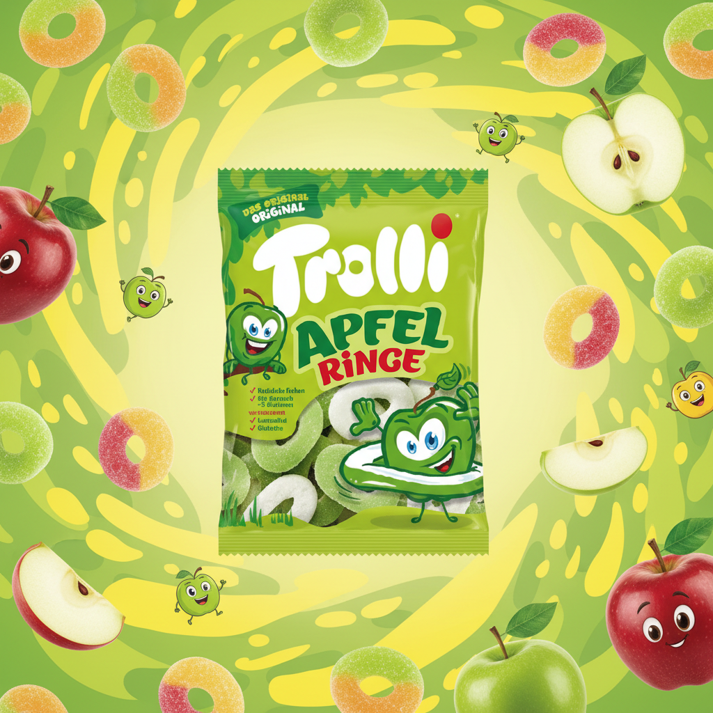 Trolli Apfelringe with fresh background
