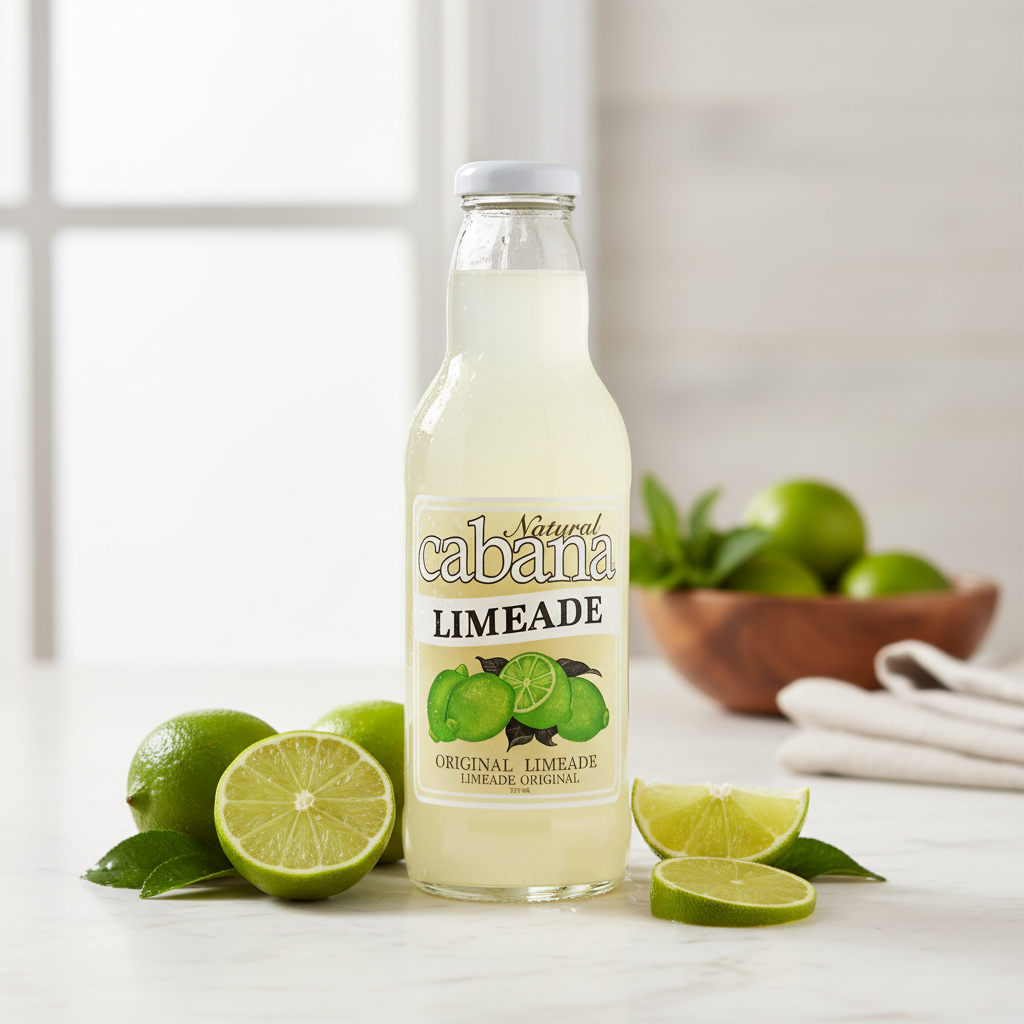 Natural Cabana Original Limeade bottle with premium background