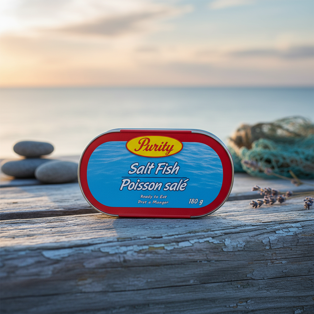Purity Salt Fish tin with premium background