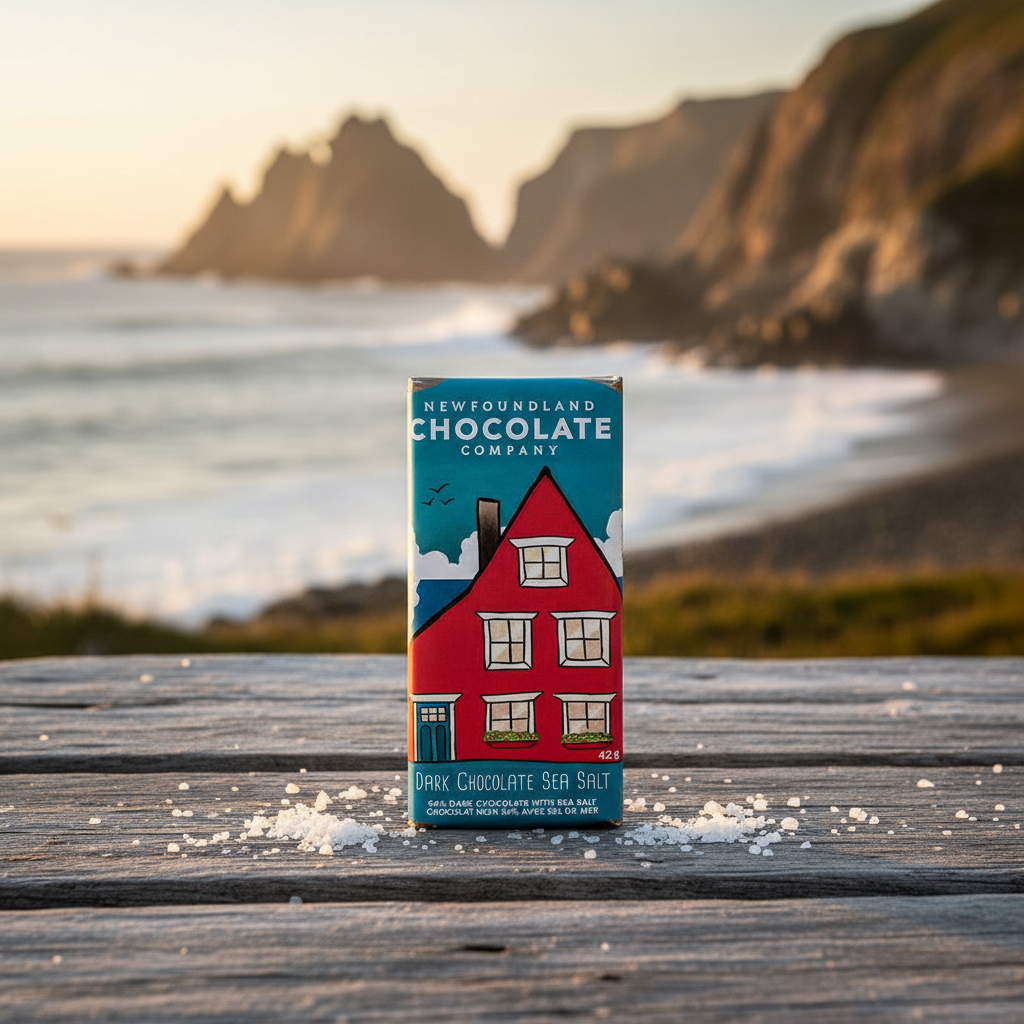 Newfoundland Chocolate Company Dark Sea Salt – coastal lifestyle scene