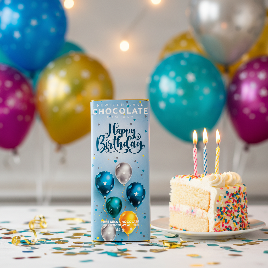 Happy Birthday Milk Chocolate Bar – birthday party lifestyle scene