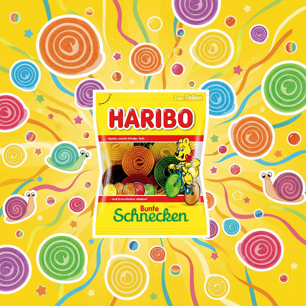 Haribo Bunte Schnecken with colorful background