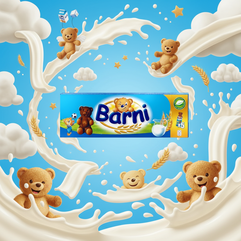 Barni Milk Bear Cakes with playful background
