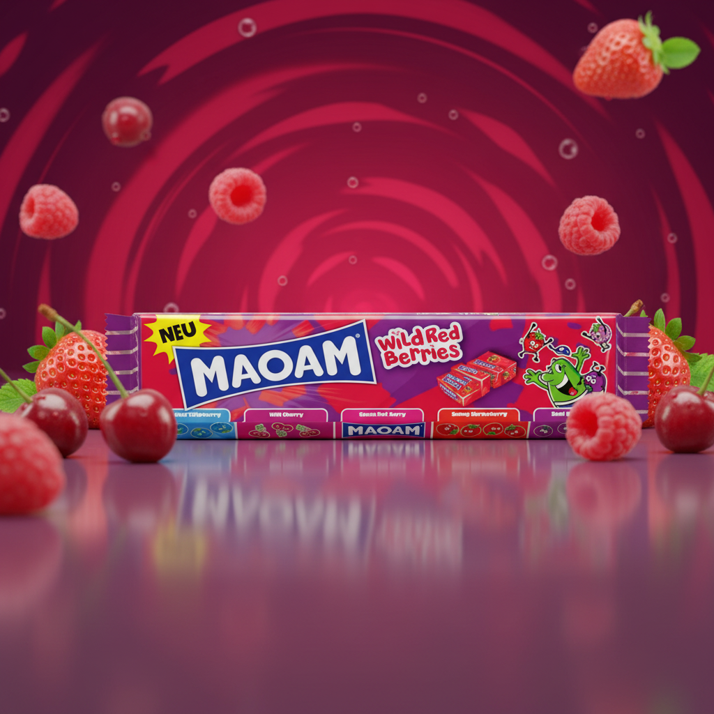 Maoam Wild Red Berries with premium background