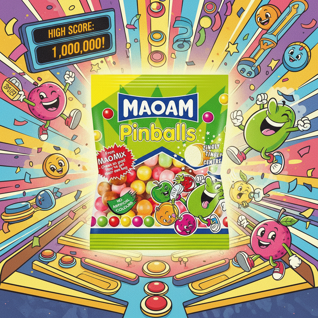 Maoam Pinballs with colorful background