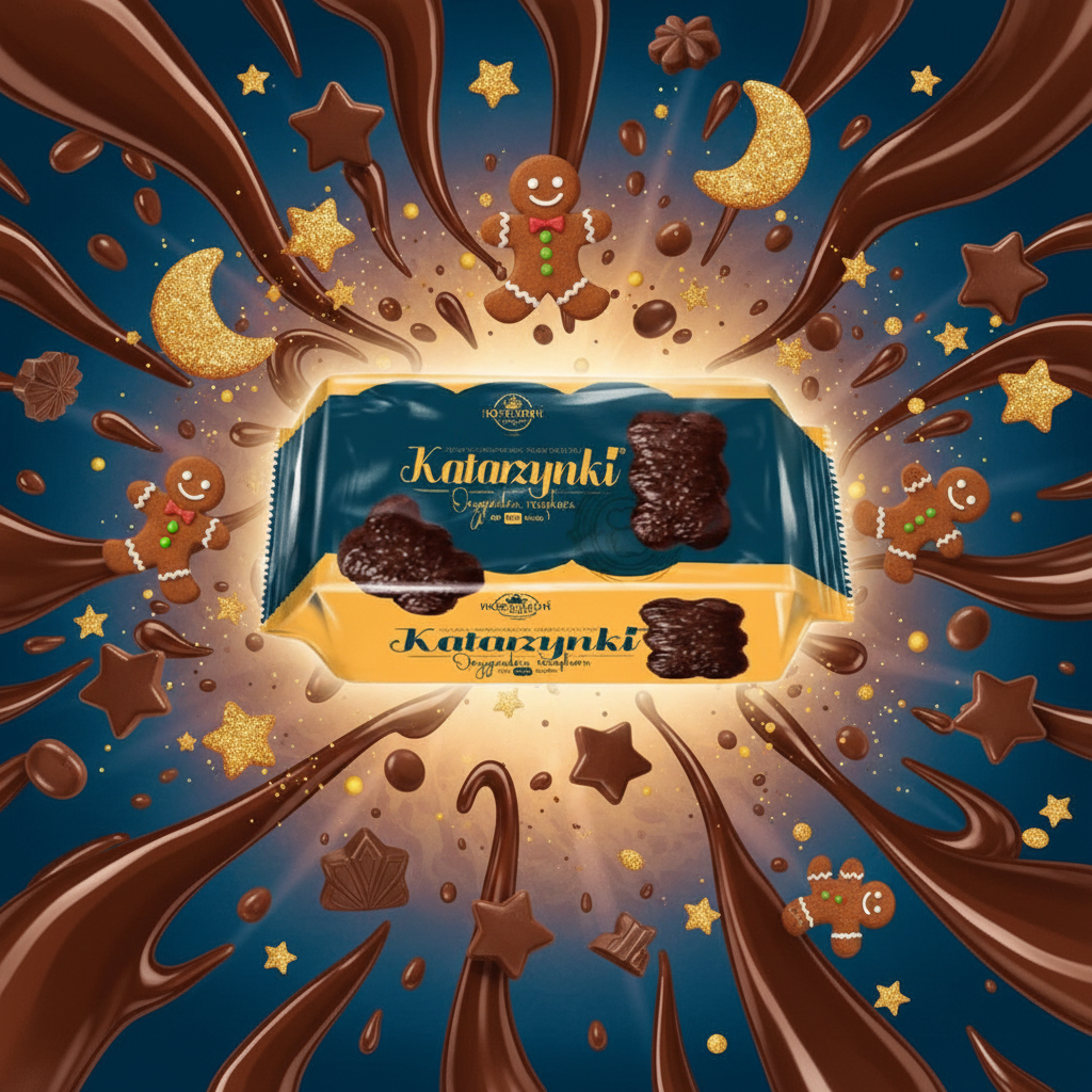 Kopernik Katarzynki Chocolate Covered with chocolatey background