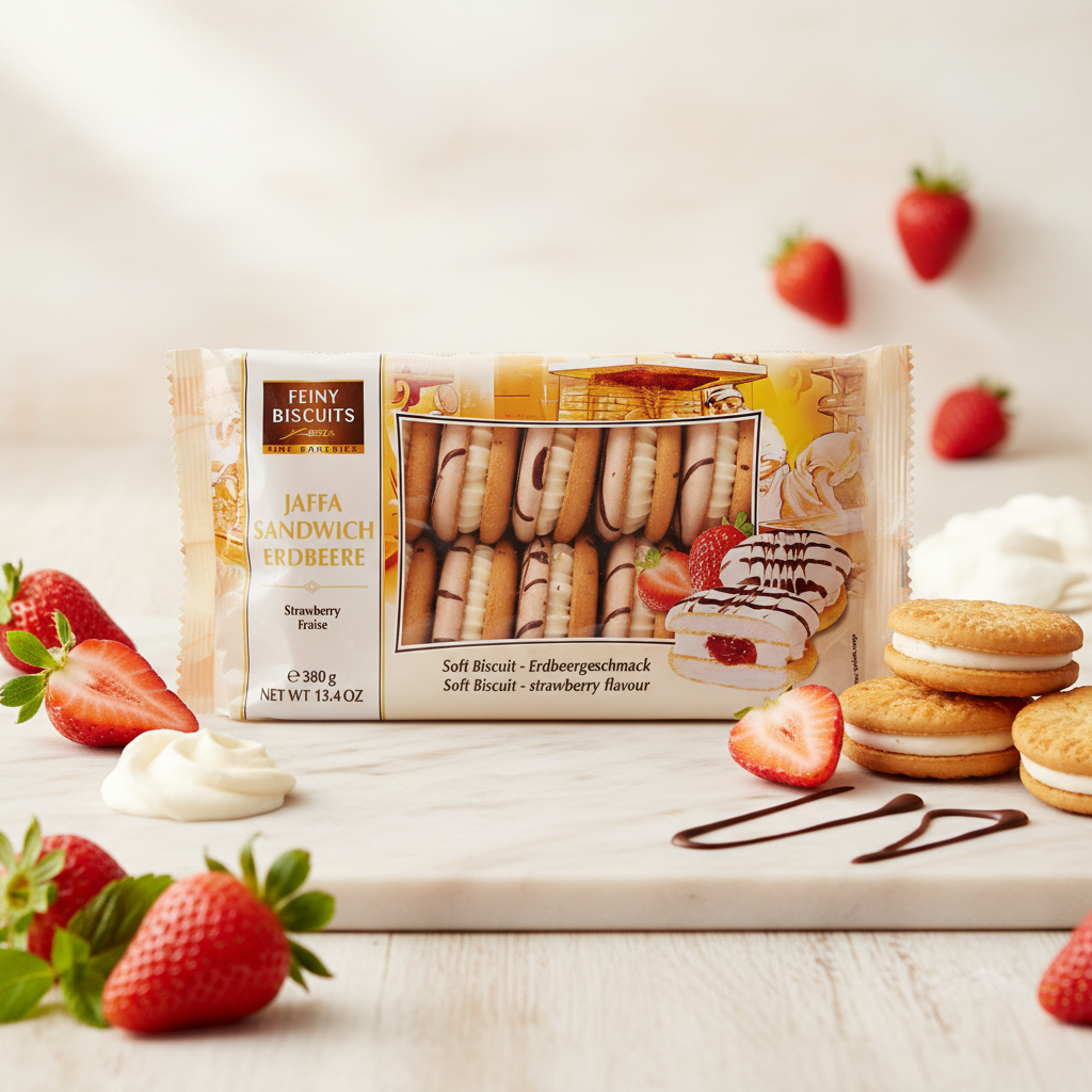 Feiny Biscuits Strawberry with elegant background