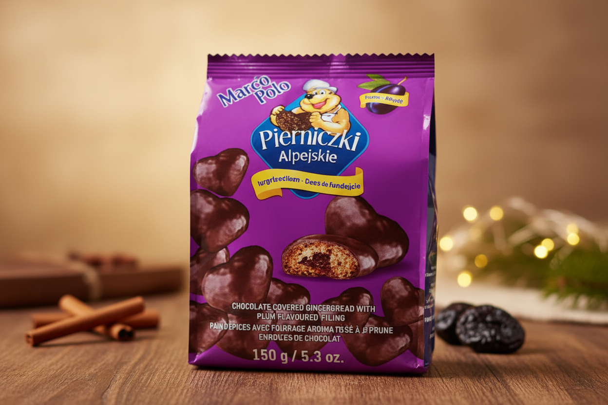 Marco Polo gingerbread cookies plum on festive holiday table