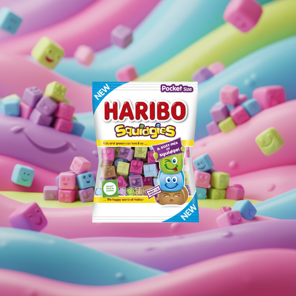 Haribo Squiggies with squishy background