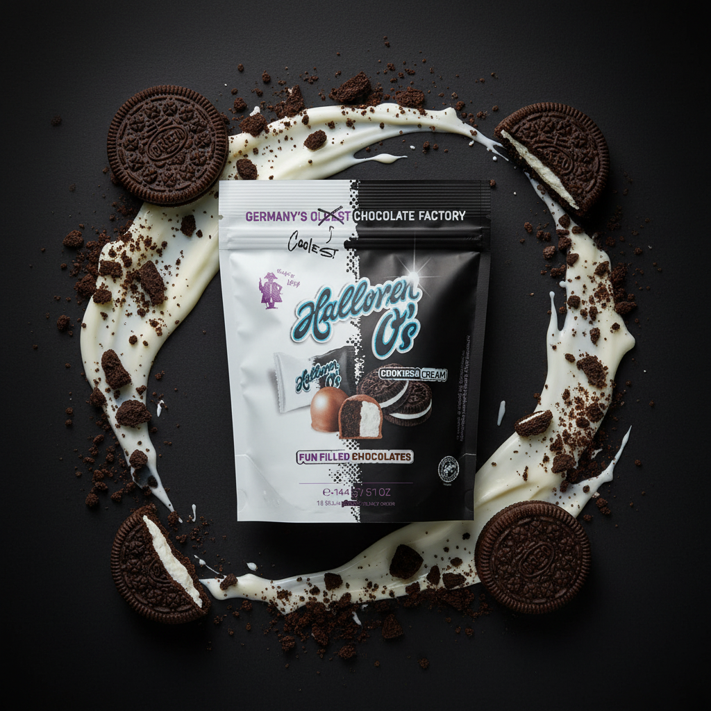 Halloren Cookies & Cream with elegant background