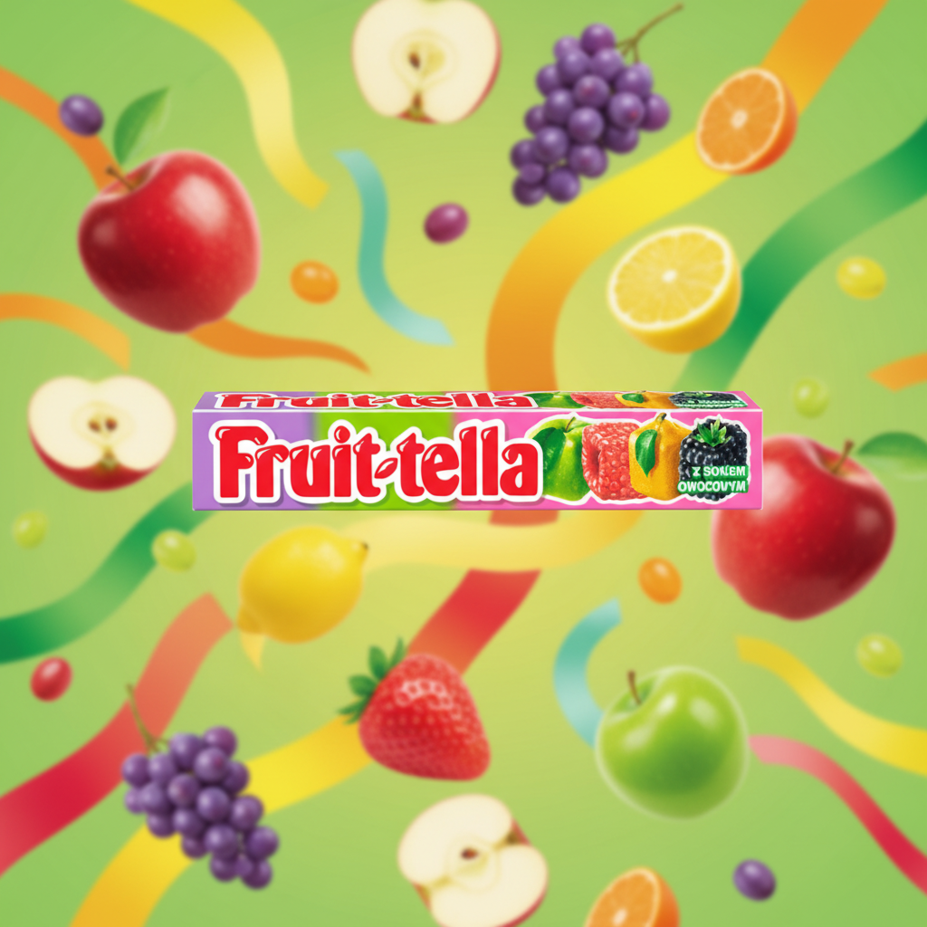 Fruit-tella Mixed Fruits with colorful fruit background