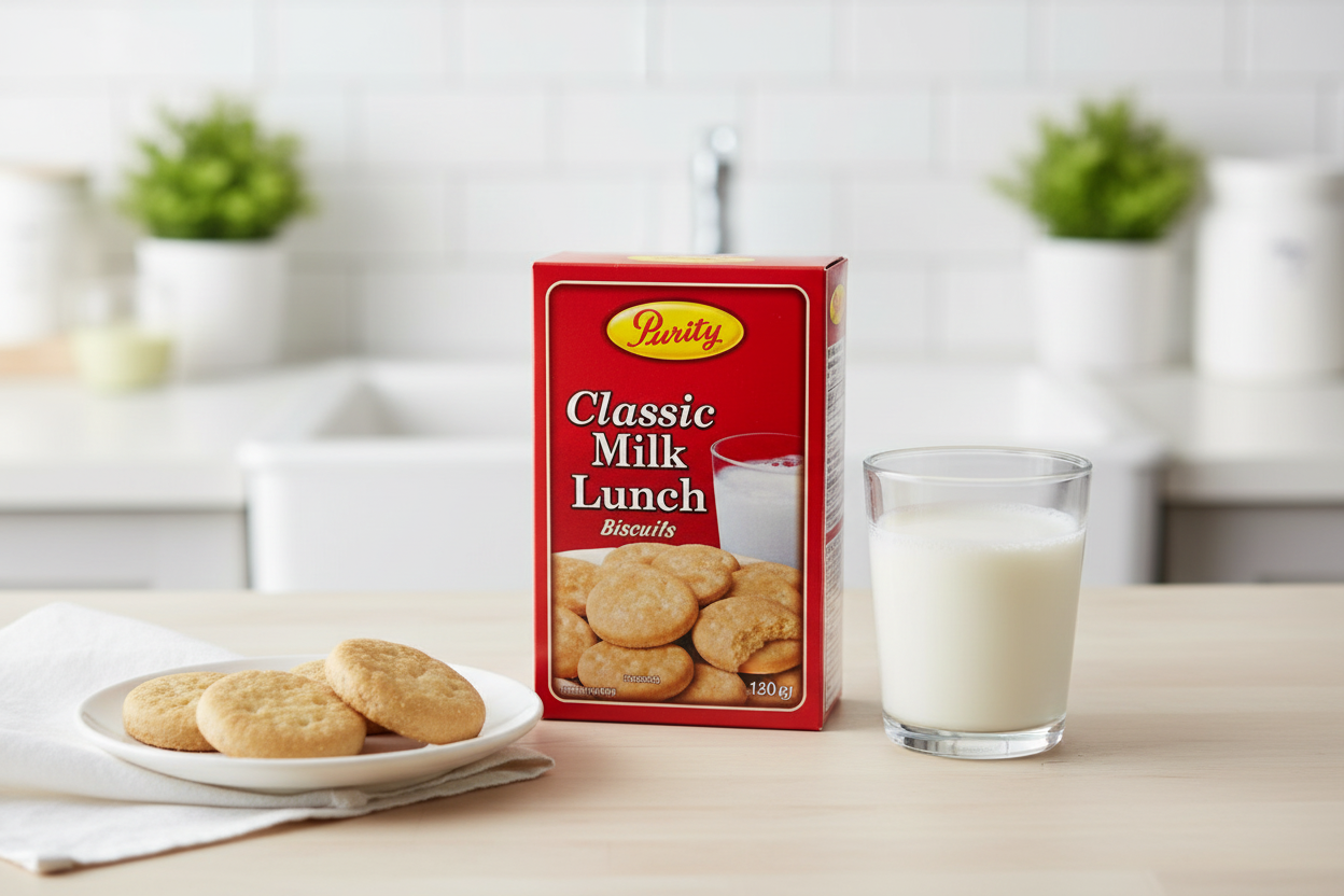 Purity Classic Milk Lunch biscuits with fresh milk