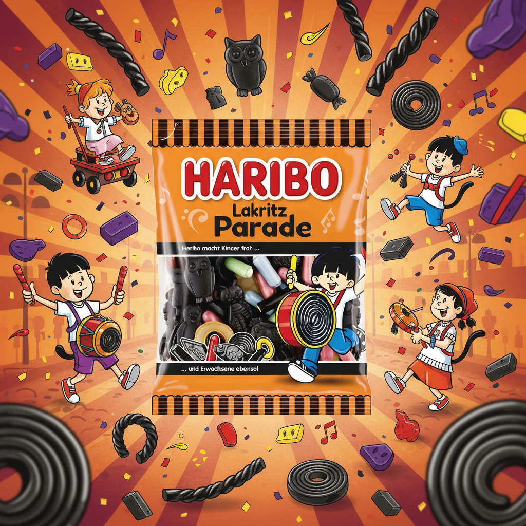 Haribo Lakritz Parade with bold background