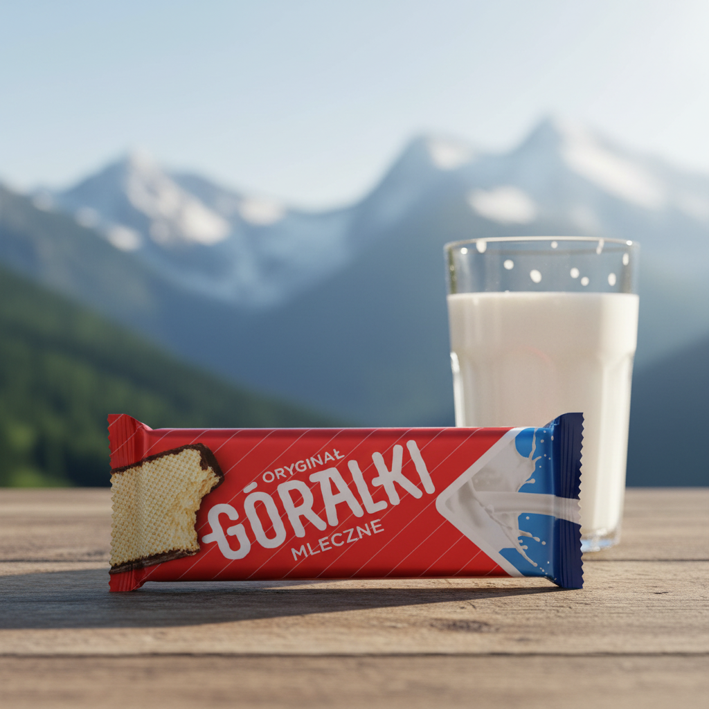 Goralki Milk Wafer with realistic mountain alpine background