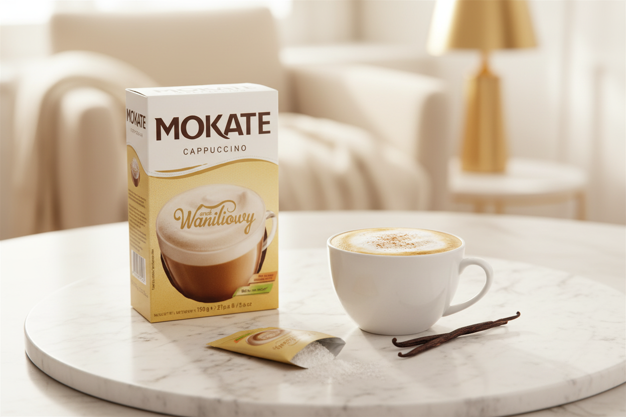 Mokate Vanilla Cappuccino lifestyle scene