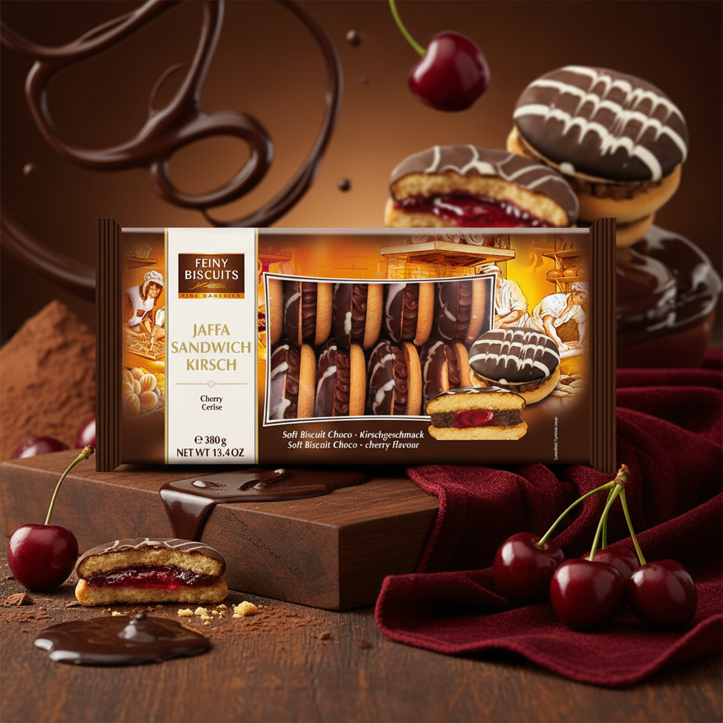 Feiny Biscuits Cherry Choco with elegant background
