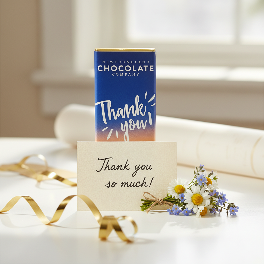 Thank You Milk Chocolate Bar – gift table lifestyle scene