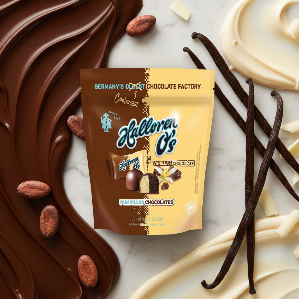 Halloren Vanilla Chocolate with elegant background