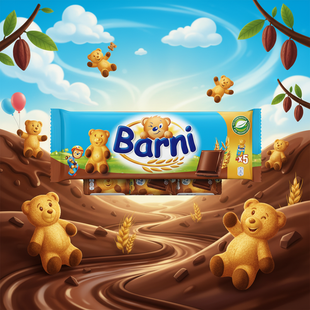 Barni Cocoa Bear Cakes with playful background