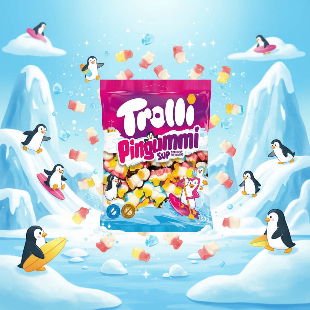 Trolli Pingummi with icy background
