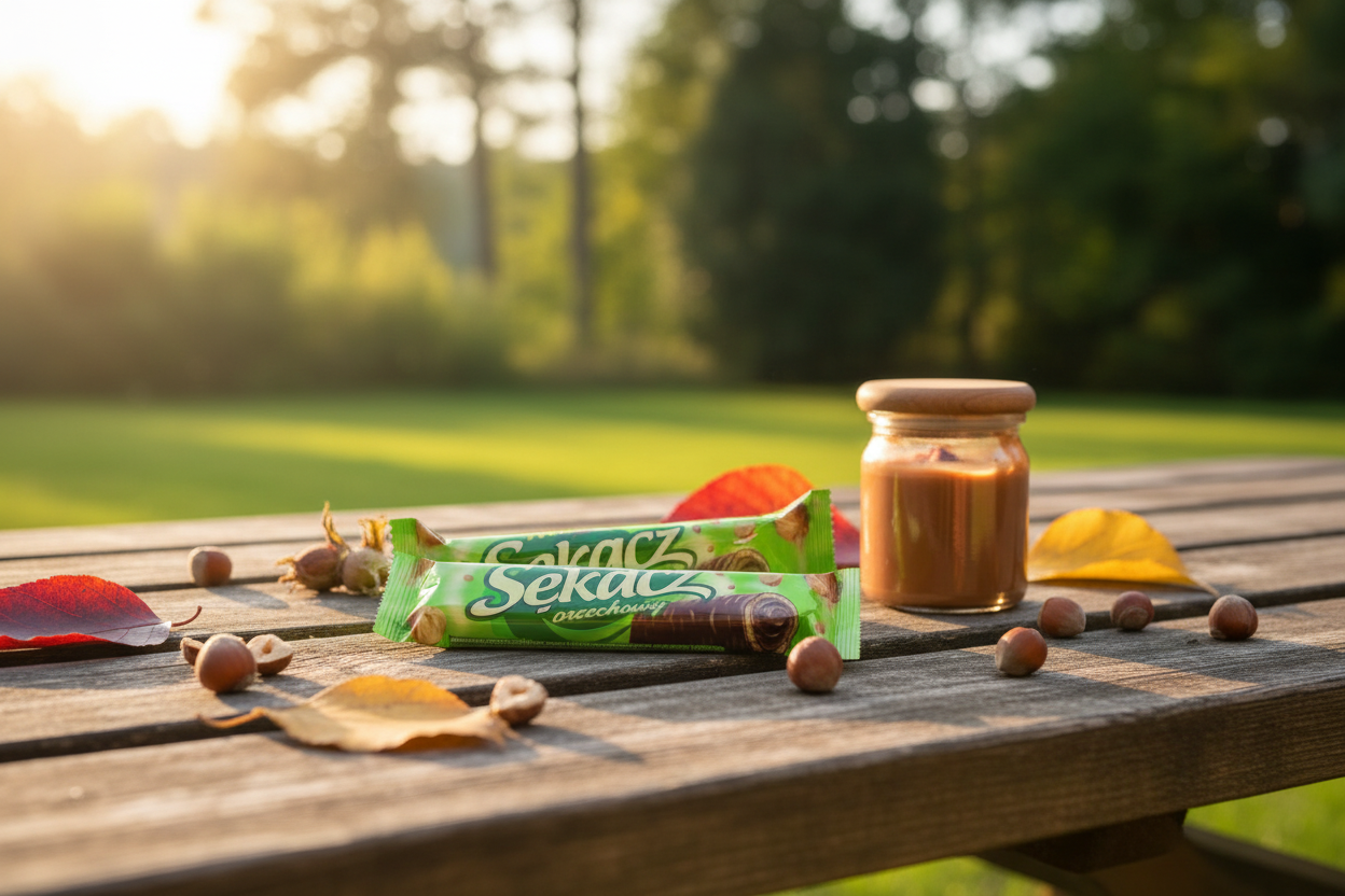 Sekacz Orzechowy hazelnut wafer bar lifestyle scene