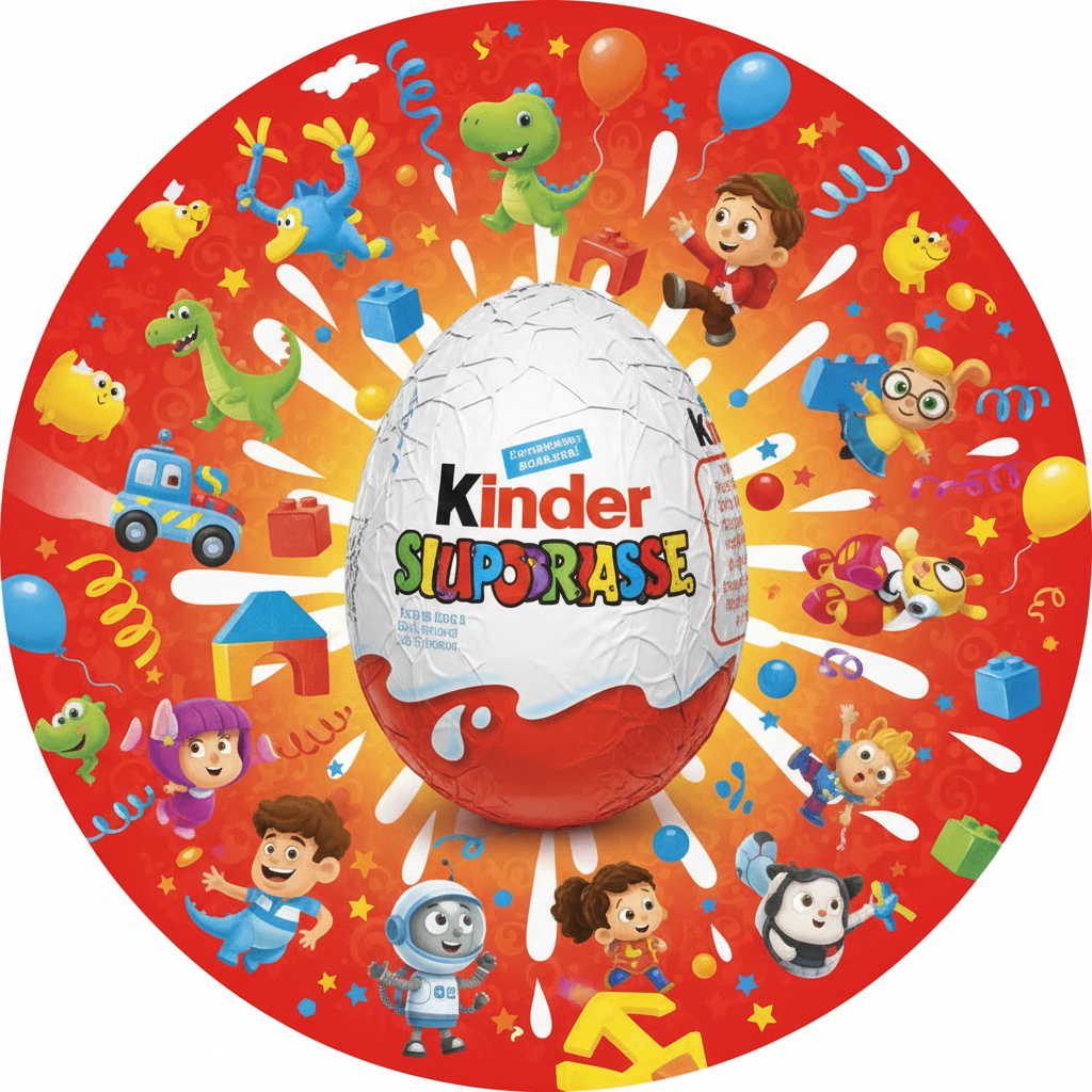 Kinder Surprise Egg with playful background