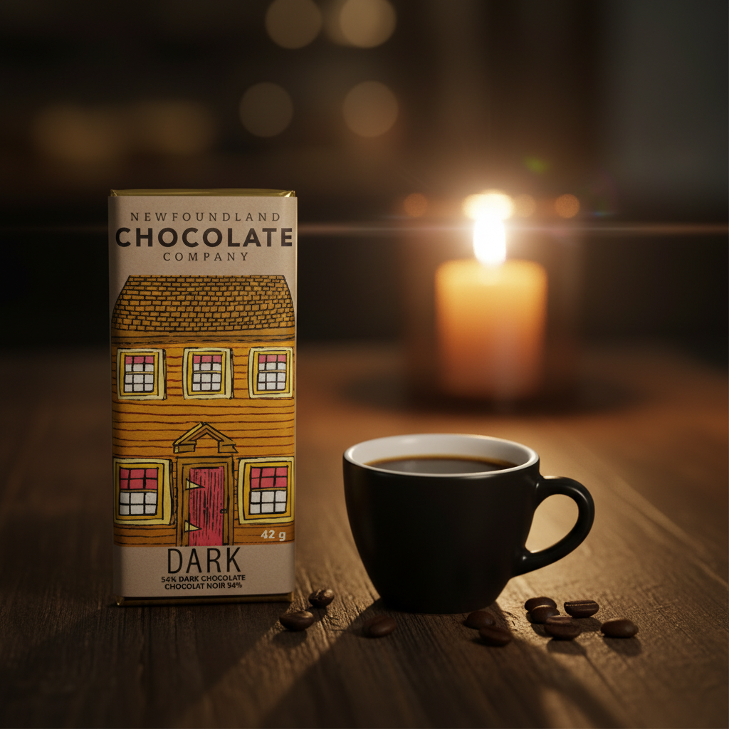 Newfoundland Chocolate Company Dark Chocolate Row House Bar lifestyle scene