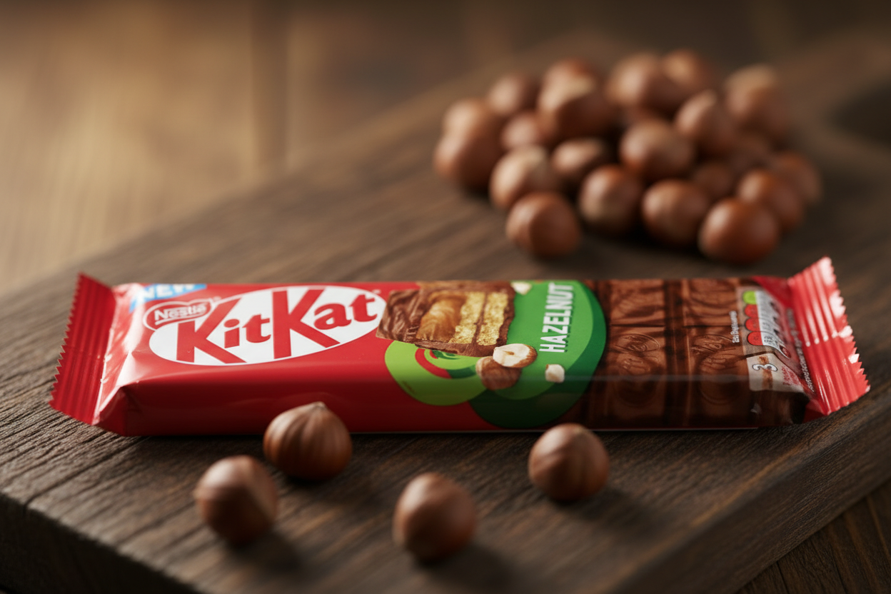 KitKat Hazelnut chocolate bar with whole hazelnuts