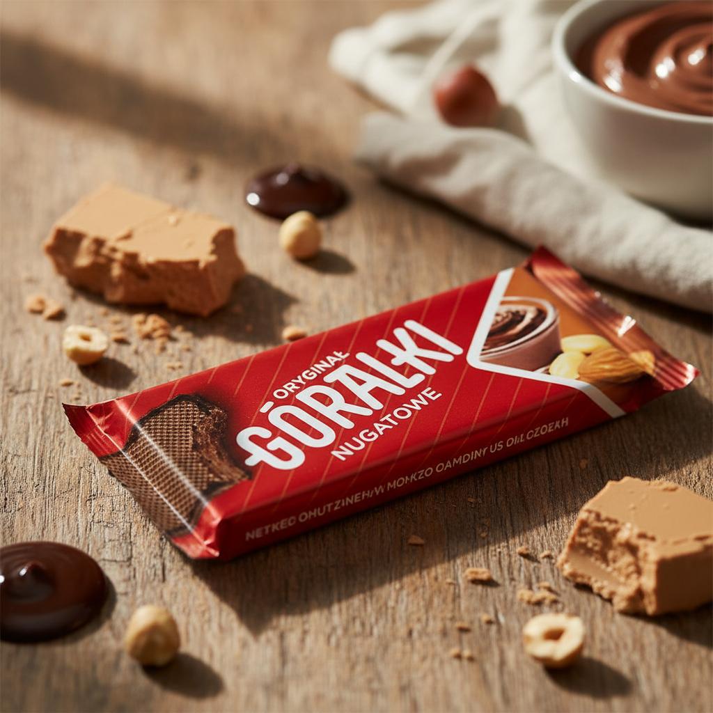 Goralki Nougat Wafer with realistic dessert background