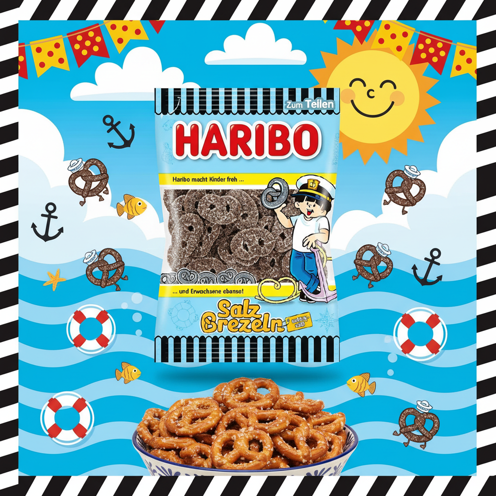 Haribo Salzbrezeln with nautical background