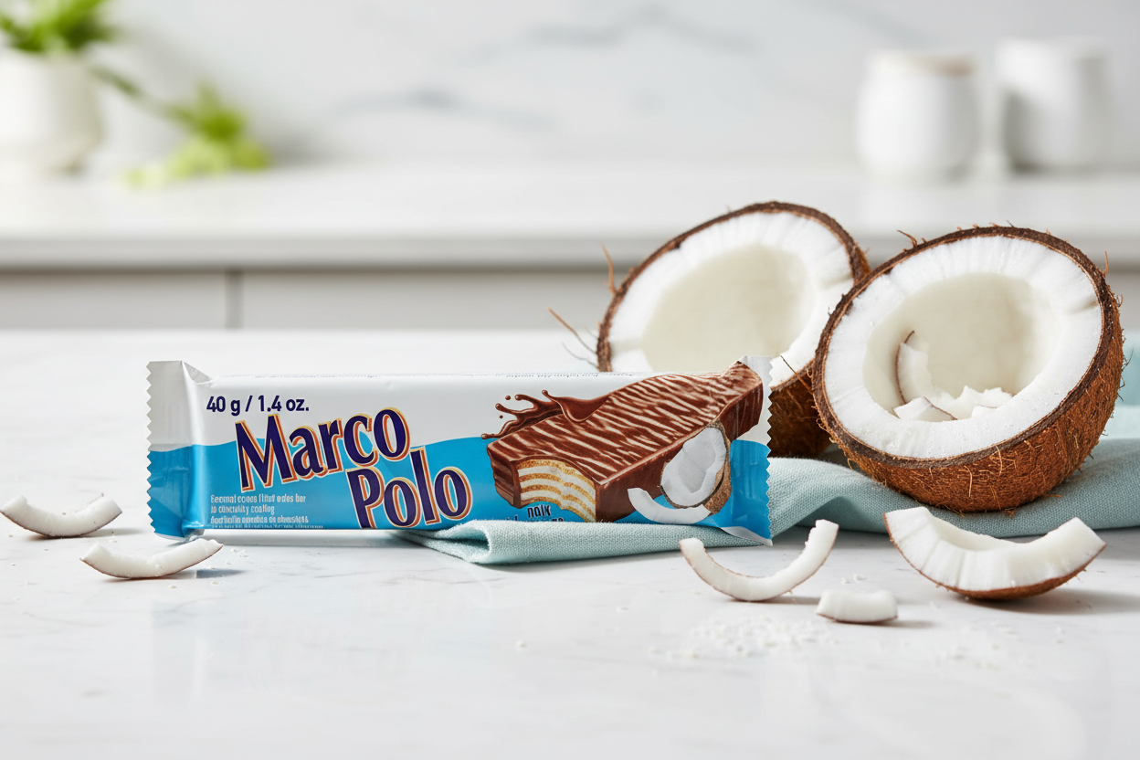 Marco Polo Coconut wafer bar lifestyle scene