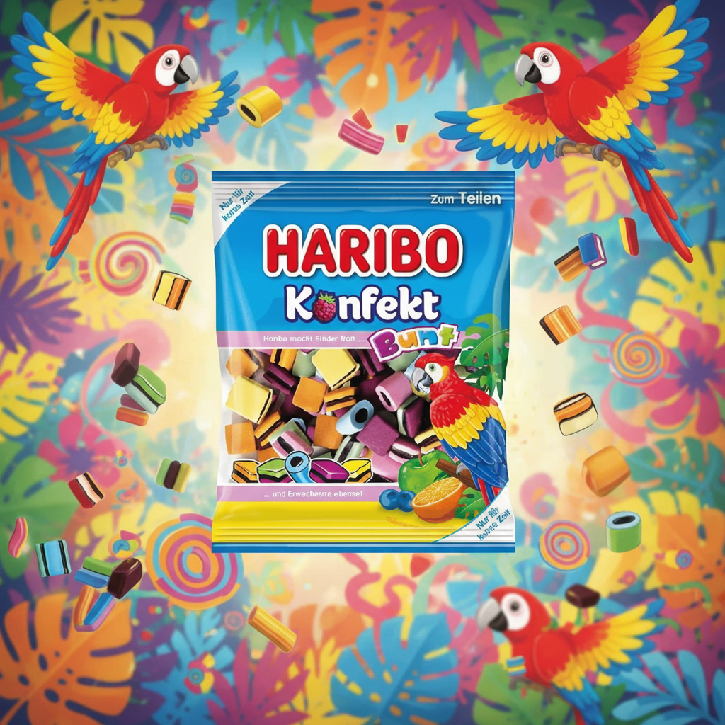 Haribo Konfekt Bunt with vibrant background