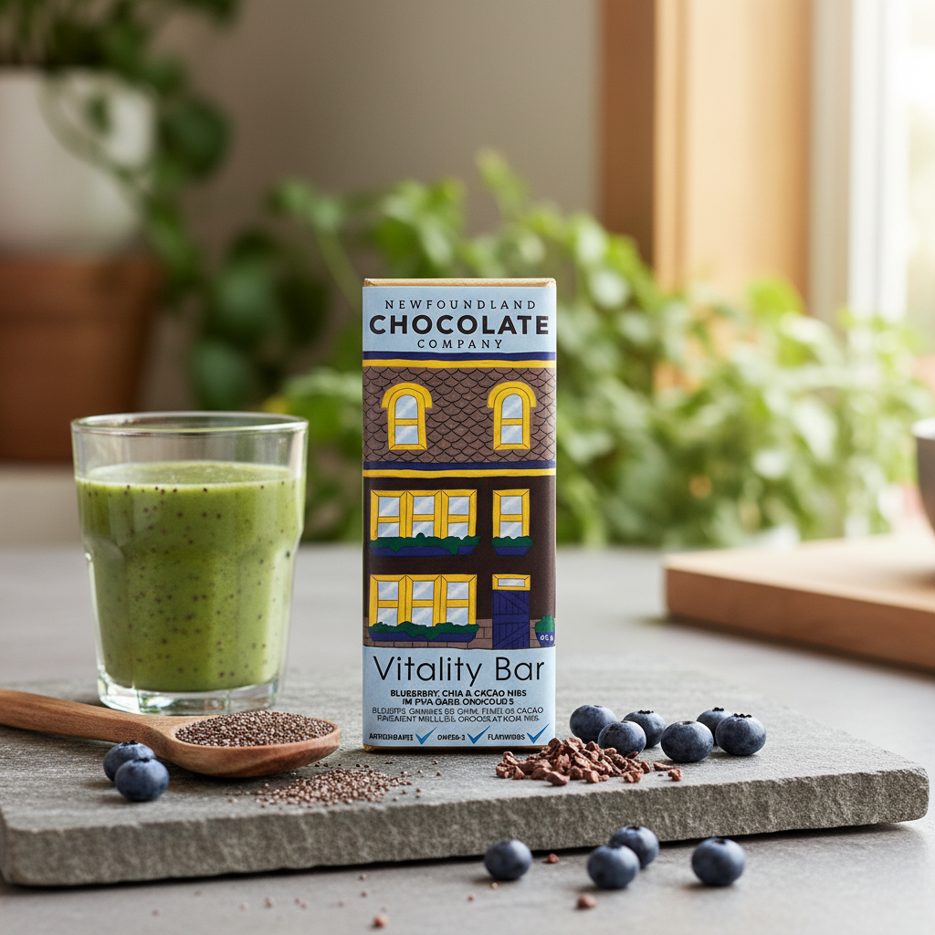 Newfoundland Chocolate Company Vitality Bar – wellness breakfast lifestyle scene
