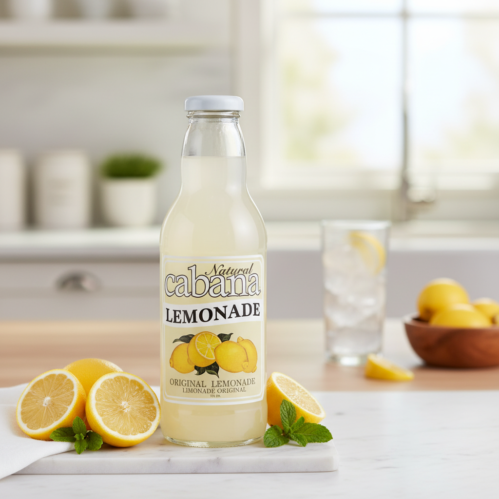 Natural Cabana Original Lemonade bottle with premium background