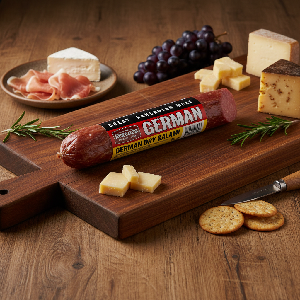 Great Canadian Meat German Dry Salami with premium background