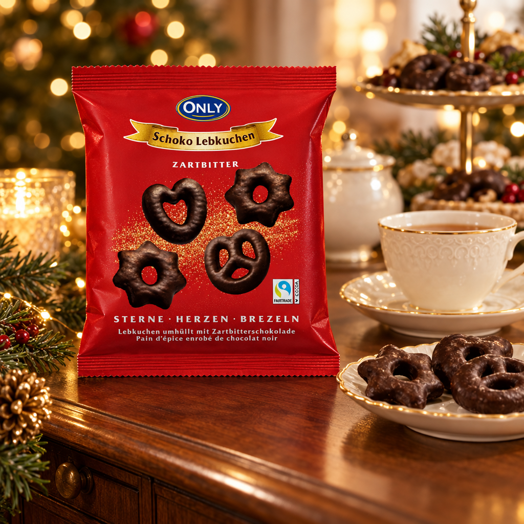 ONLY dark chocolate Lebkuchen in a festive Christmas tea setting