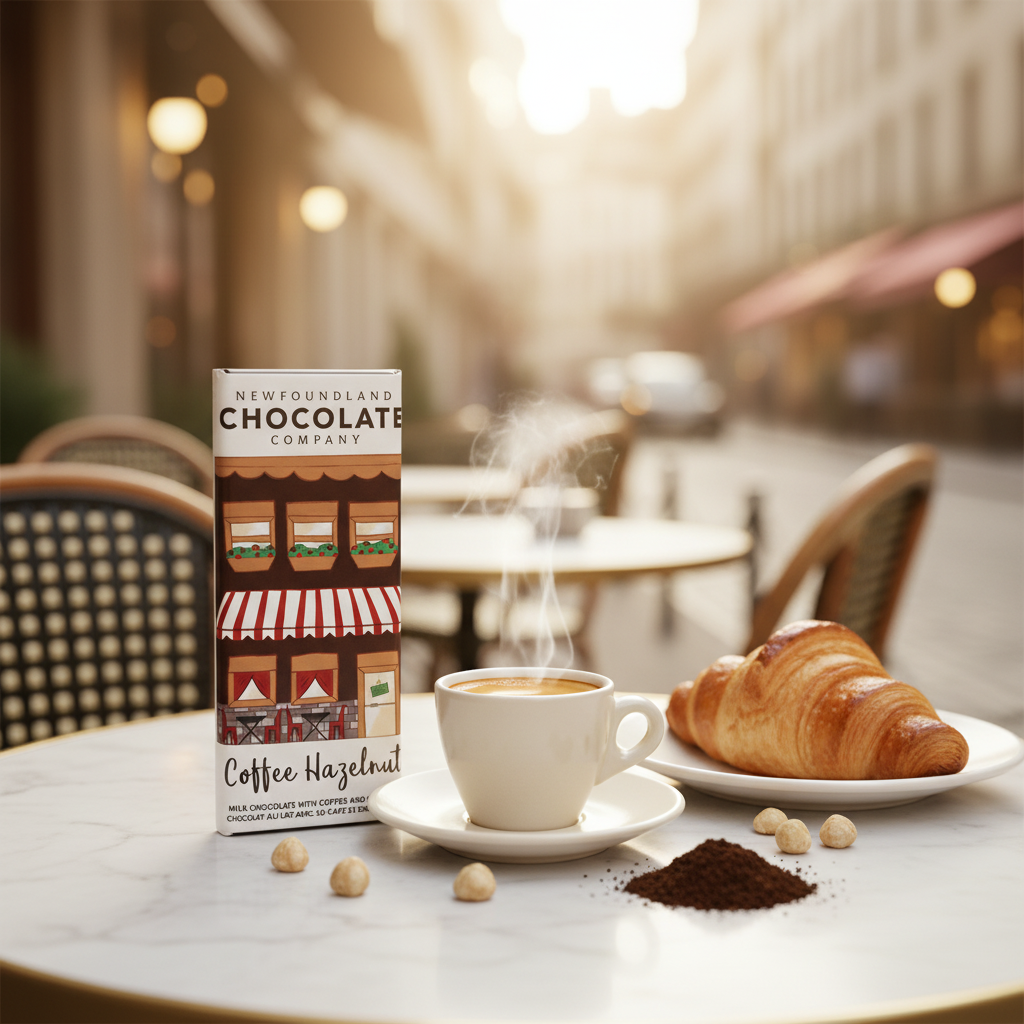 Newfoundland Chocolate Company Coffee Hazelnut – European café lifestyle scene