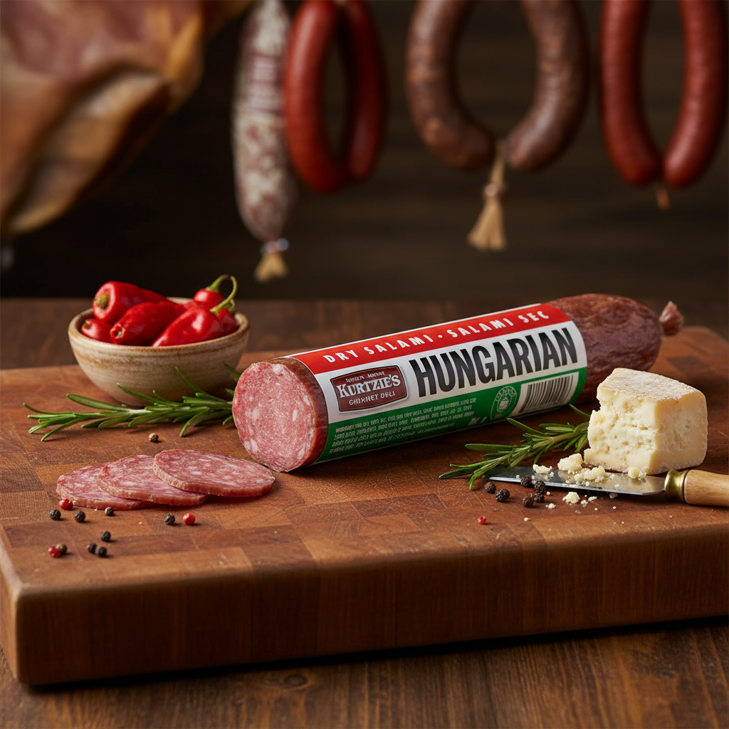 Kurtzie's Hungarian Dry Salami with premium background