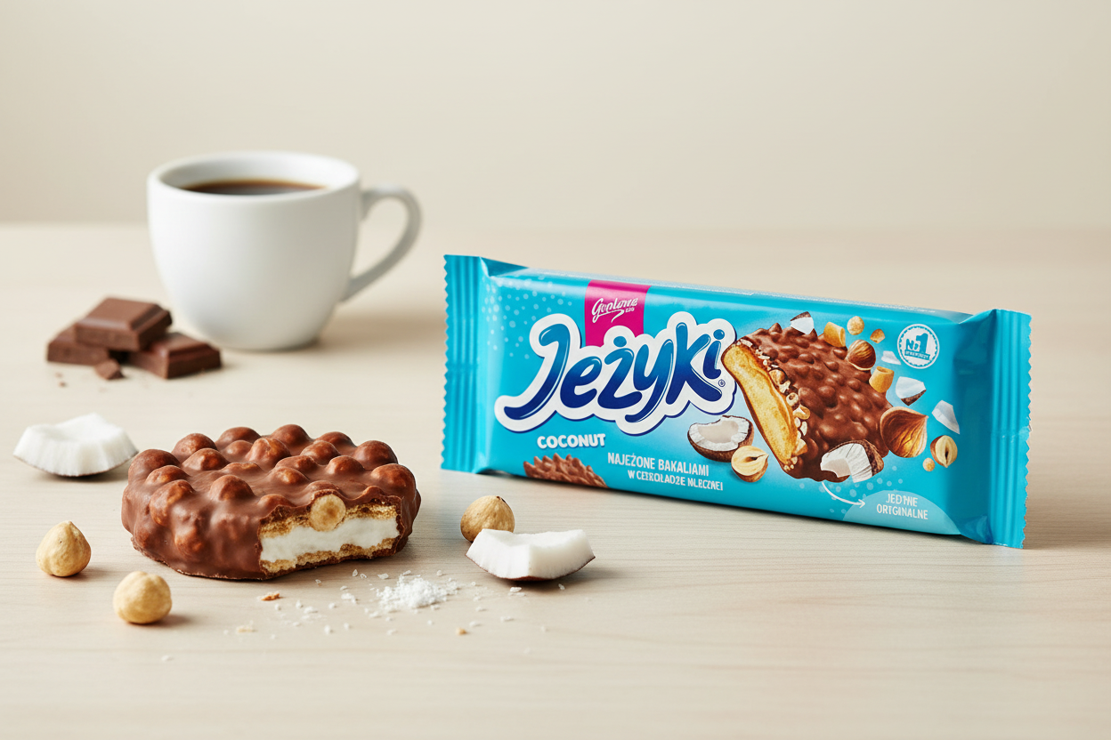 Jeżyki Coconut Wafer Bar on clean modern surface