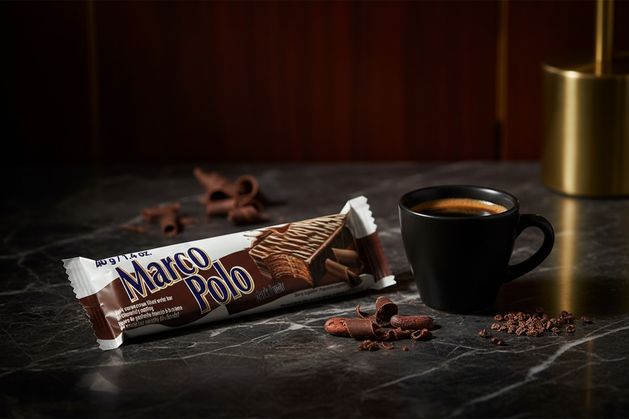 Marco Polo Dark single bar in wrapper lifestyle