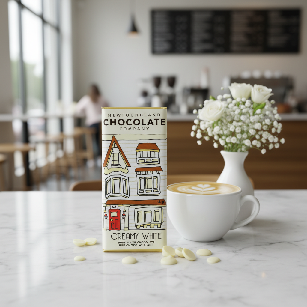 Newfoundland Chocolate Company Creamy White – Lifestyle Upright